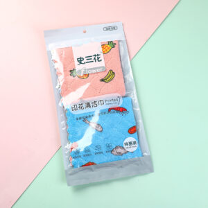 Bag-packed double-sided printed coral fleece scouring pad-2pcs - Image 3