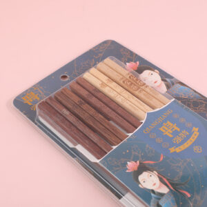 Carved seperate eating wood chopsticks 10 PCS-OH - Image 2