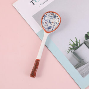 Wooden grain handle spoon-Japanese flower 2 - Image 3