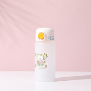 Flower and girl large glass bottle with pop-up lid 350ml - Image 1