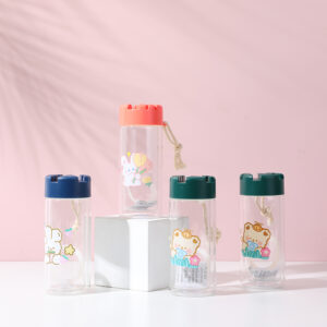 Happy animal double layer glass bottle 350ml - Image 1
