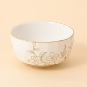 4.5" Green grass rhombus ceramic bowl - Image 1