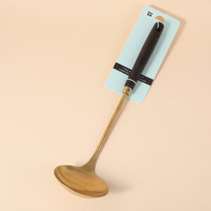 Gold-plated ladle with wood handle - Image 1