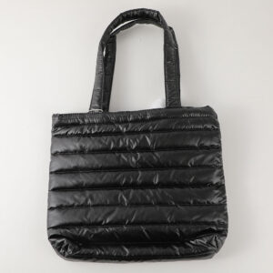 Pearly lustre embroidered hand bag with horizontal thread - black - Image 4