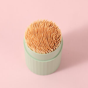 Bamboo toothpick with round bottle and oblique lid  350pcs-152 - Image 2