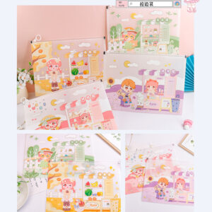 Cute girl glitter hot stamping file bag with zipper-XX-1901 - Image 1