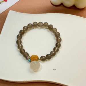 Gray Agate Lotus Seed Pod Bracelet - YO - Image 1