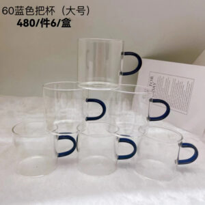 Glass cup with blue handle 50ml-60 - Image 1
