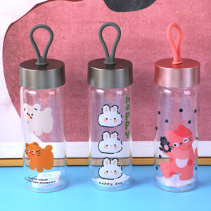Cartoon portable glass cup 330ml - Image 1