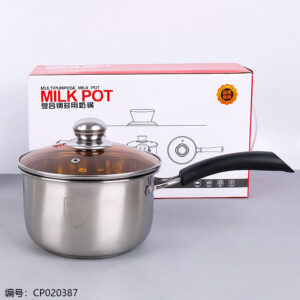 16cm Composite Steel Single Wooden Handle Milk Pan - Image 1