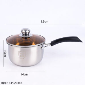 16cm Composite Steel Single Wooden Handle Milk Pan - Image 3