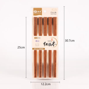 6676 Red Gum Wooden Chopsticks w/Inner Box 25 - Image 3