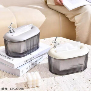 6303-2 Clear Gray Tissue Box - Image 1