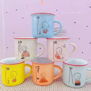 Colorful little monk ceramic teacup-70ml - Image 1