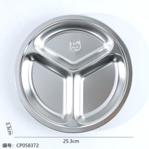 Stainless steel round 3-grid plate-26cm - Image 3