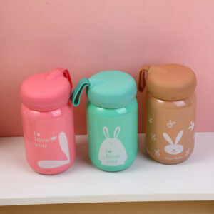 Cartoon rabbit coated glass cup 300ml - Image 1