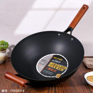 Albofi 34 Flat Bottom Threaded Frying Wok with Ears - Image 1