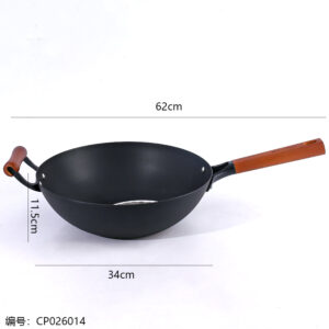 Albofi 34 Flat Bottom Threaded Frying Wok with Ears - Image 3