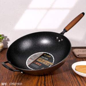 Abbofi 34 Wood and Stone Wok with Ears - Image 1