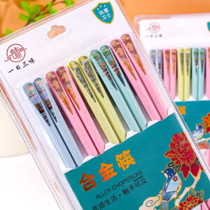 2396 National Style 10 Pairs Alloy Chopsticks 1*25 - Image 2