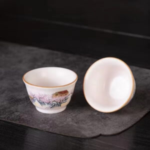 Pink Ru Tea Cups (Landscape) 55ml - Image 1