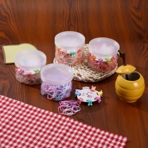 Large Round Box Colorful Leather Strips - Image 1