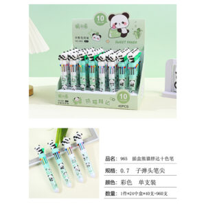 Little Panda 0.7 Ten Color Ballpoint Pen-965 - Image 1