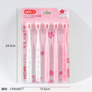1408 Cherry blossom dense and soft bristle 5-piece toothbrushes - Image 3