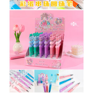 Colorful Egg Bead Round Ball Pen XX-7107 - Image 1