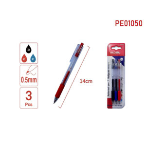 PE three neutral pens black red Blue 01050 - Image 1