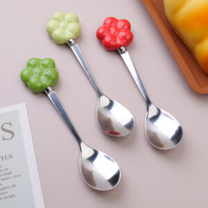 Coffee spoon with plum handle - Image 1