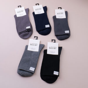 Solid color men's mid-calf cotton socks - 2 - Image 1