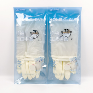 Cream velvety lengthened fleece gloves - Image 1