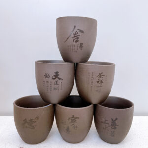 Purple clay carved Large master cup black character 75ml - Image 1