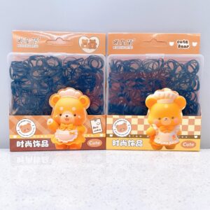 Cartoon bear square boxed small black rubber band - Image 1