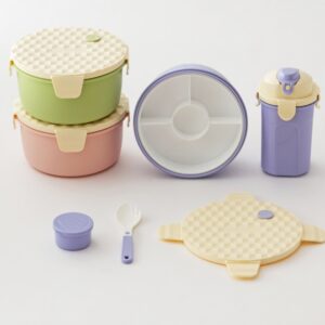 Simple small and large circular lunch box 2pcs set XJ-8477 - Image 1
