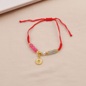 Pink Bead Small Pendant Bracelet - Image 1