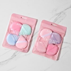 Pink-White Bag - Fan-Shaped Puff 4pcs - 190007 - Image 1