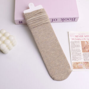 Gray Coffee Ribbed Women's Slouch Socks - Image 1