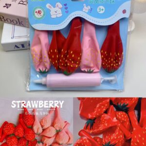 Strawberry Balloons 5pcs + Pump - Image 1