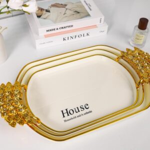 Rose Handle White Oval Tray – Medium38*26cm - Image 1
