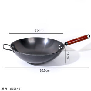 34cm Cast Iron Wok (Flat Bottom) - Image 4