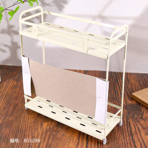 8352 Cream-Colored 2-Tier Square Storage Shelf - Image 2