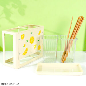 3007 Lemon Double Cup PET Chopstick Holder - Image 2