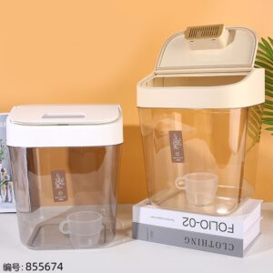 3820 Light Luxury Transparent PET Flip Rice Container 12L - Image 1