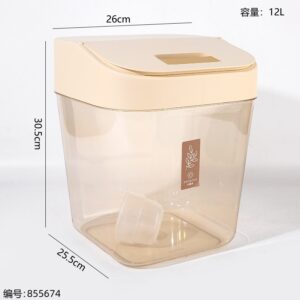 3820 Light Luxury Transparent PET Flip Rice Container 12L - Image 2