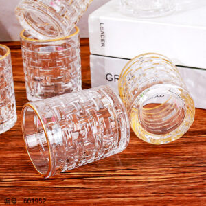 Bamboo Woven Gold Rim Wine Glass 9006 - Image 2