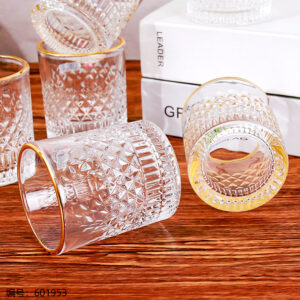 Diamond Gold Rim Wine Glass 9006 - Image 2