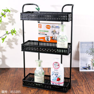 Matte Black Three-Layer Square Storage Rack (No Return) 8003 - Image 1