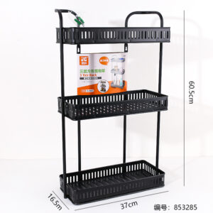 Matte Black Three-Layer Square Storage Rack (No Return) 8003 - Image 3
